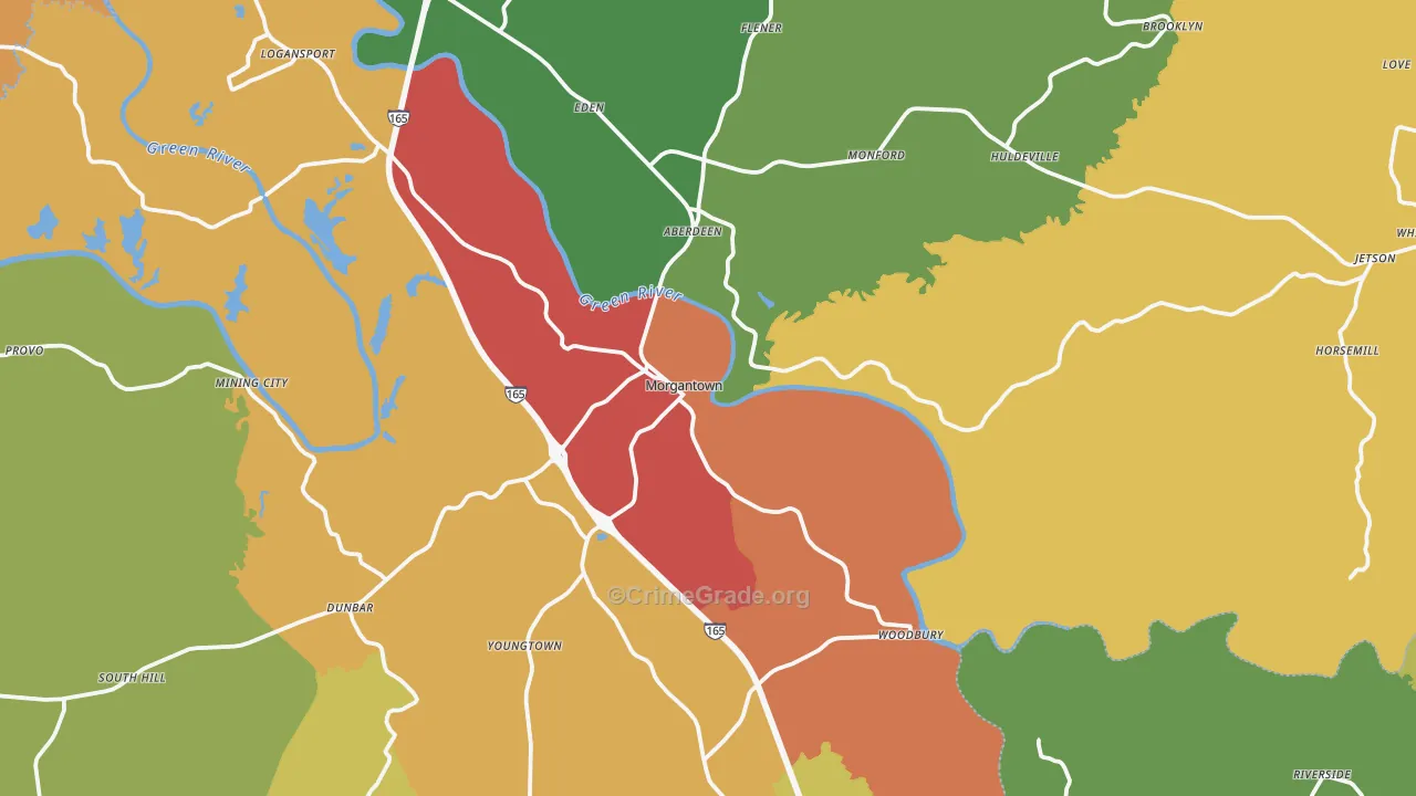 42261, KY Map of Theft Rates