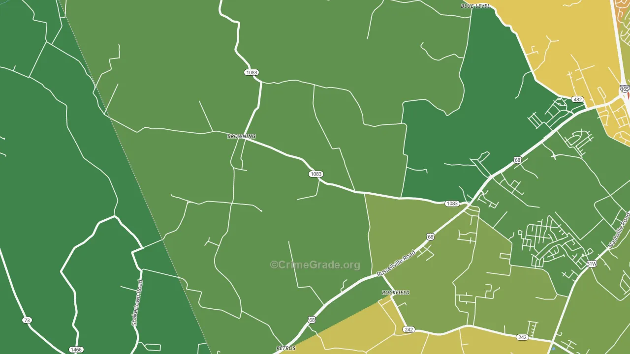 42274, KY Map of Theft Rates