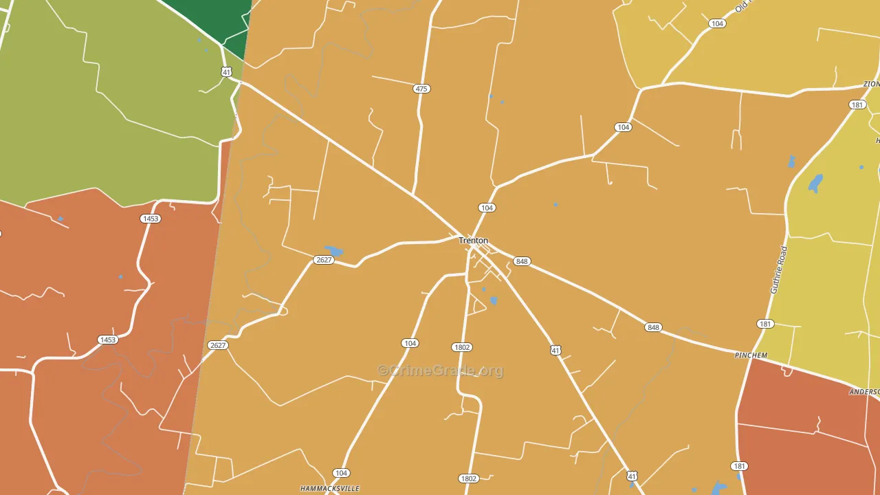 42286, KY Map of Theft Rates