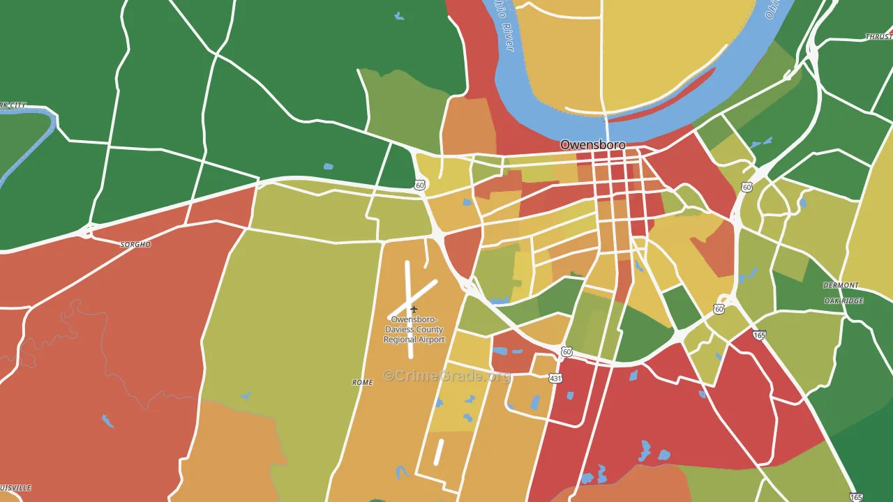 42301, KY Map of Theft Rates