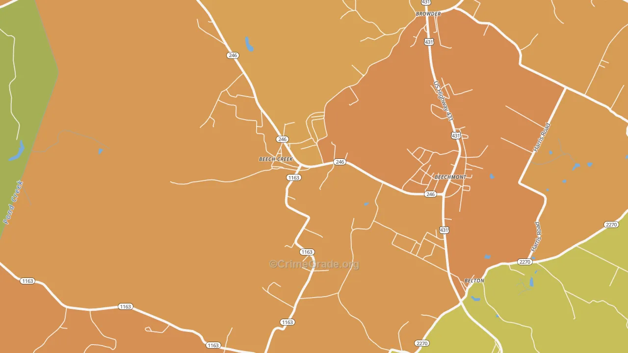 42321, KY Map of Theft Rates