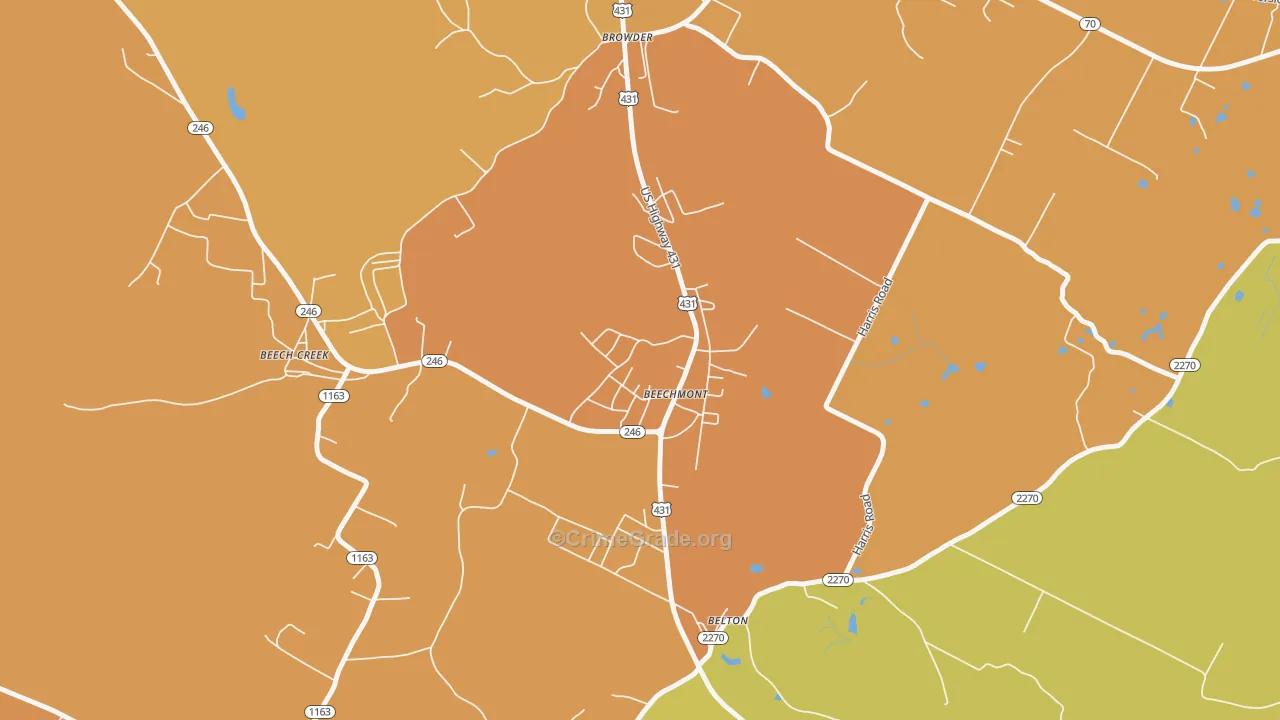 42323, KY Map of Theft Rates