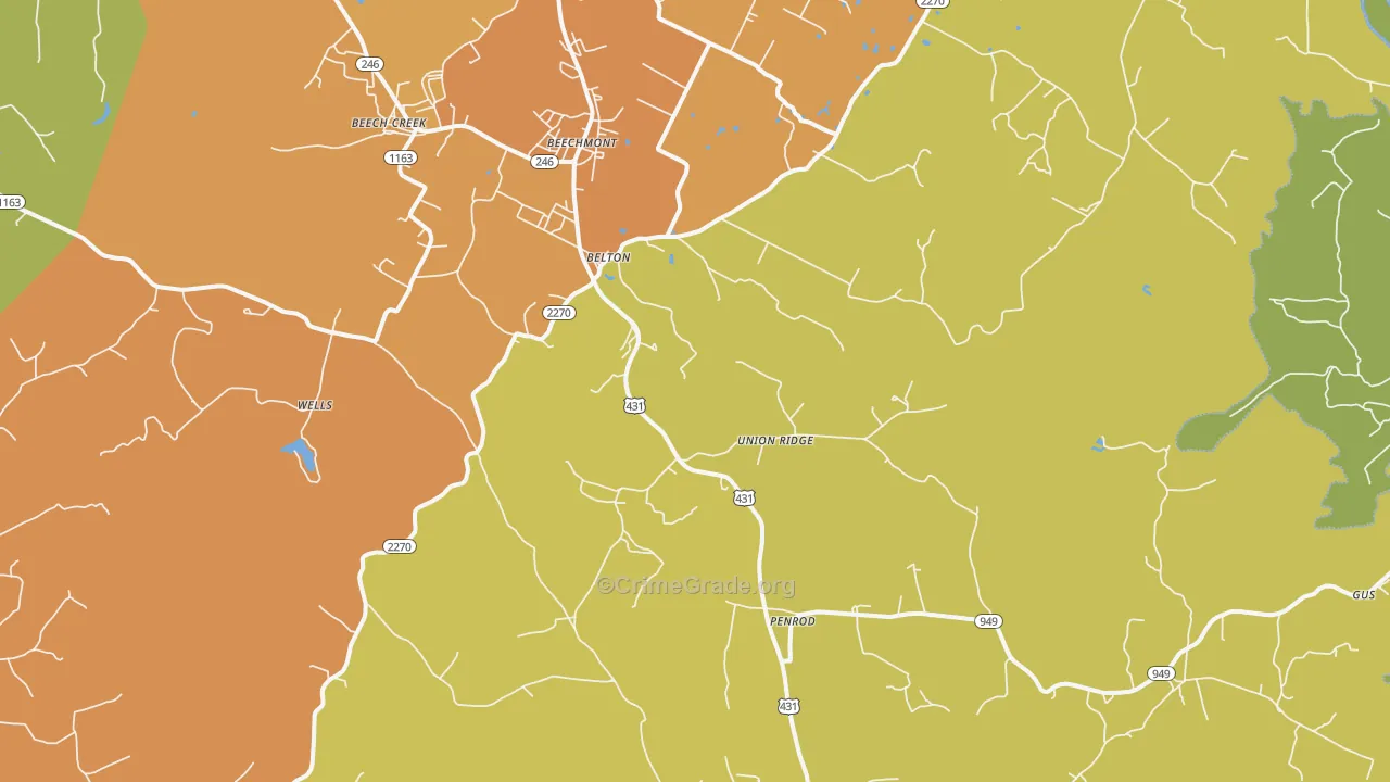 42324, KY Map of Theft Rates