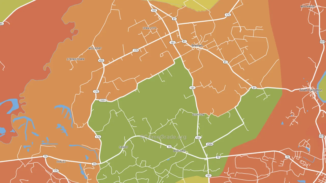 42325, KY Map of Theft Rates