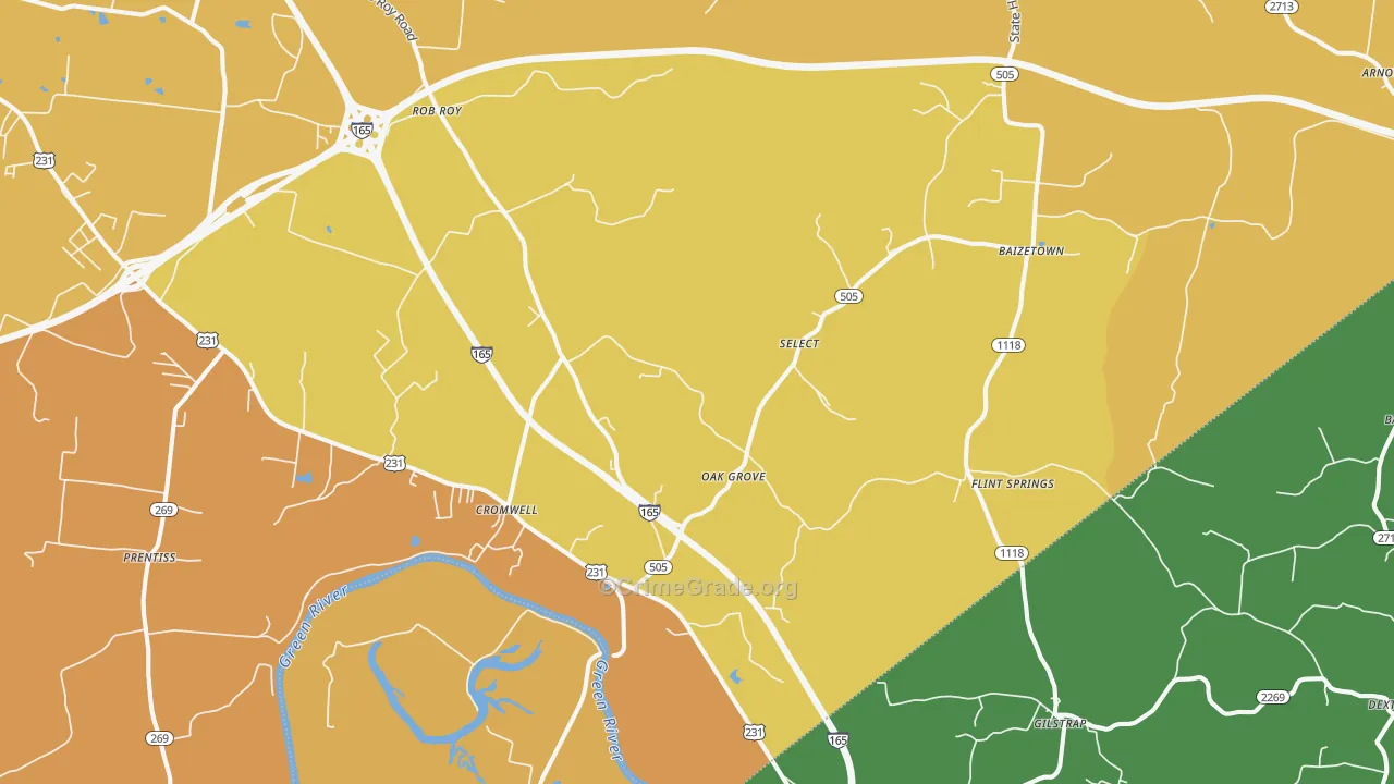 42333, KY Map of Theft Rates