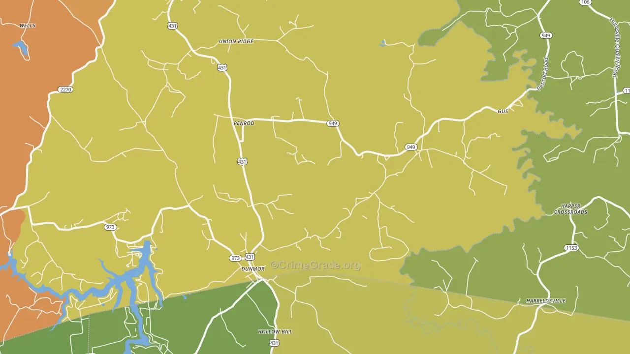 42339, KY Map of Theft Rates