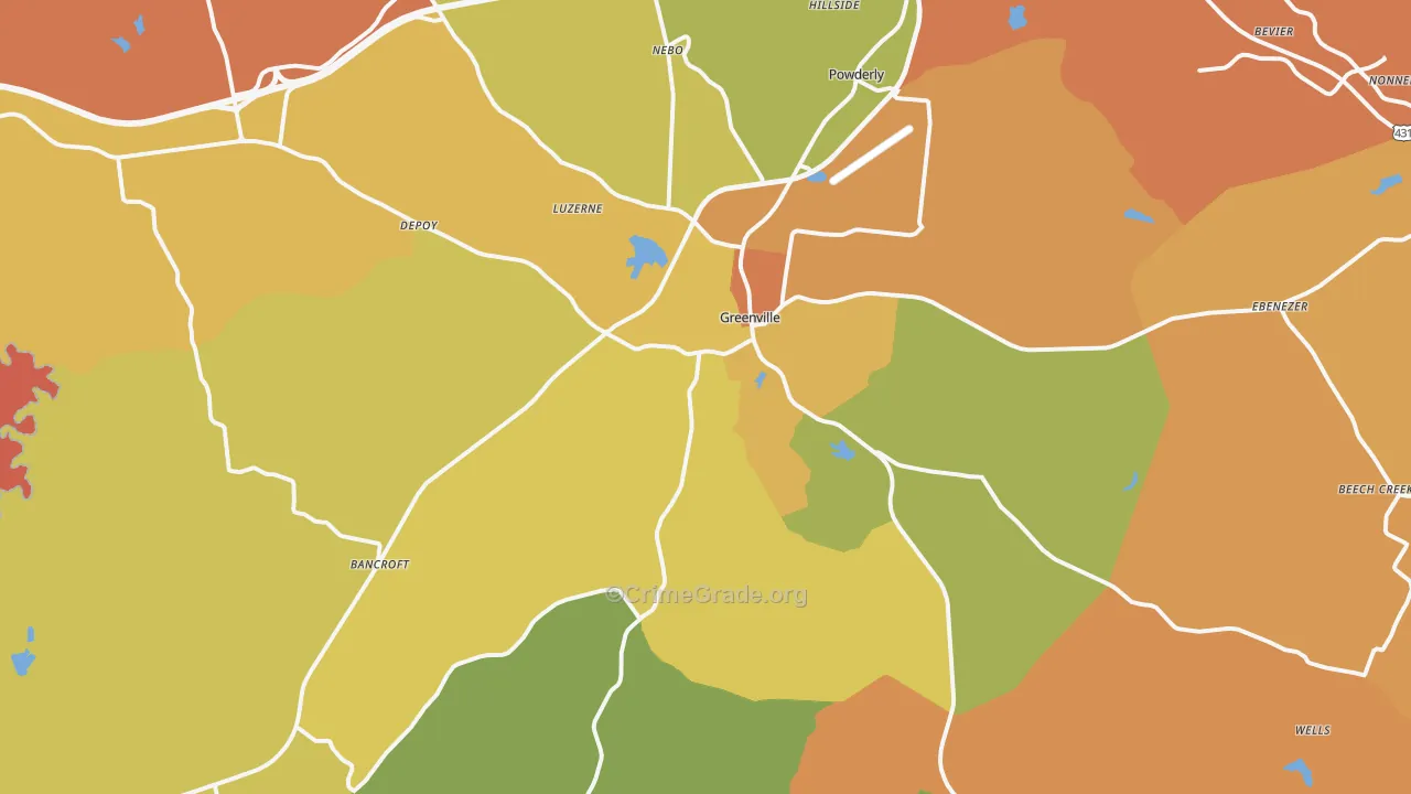 42345, KY Map of Theft Rates