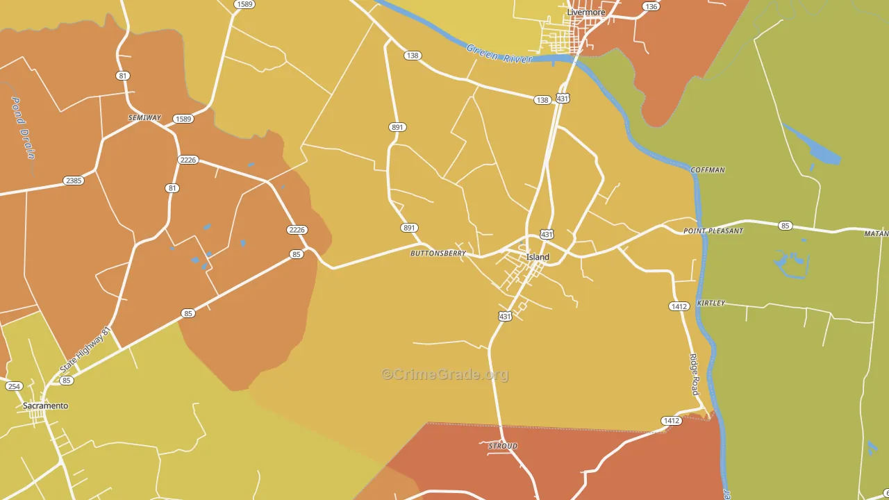 42350, KY Map of Theft Rates