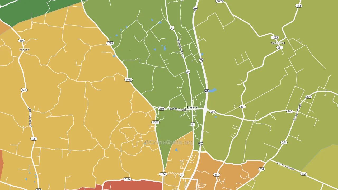 42413, KY Map of Theft Rates
