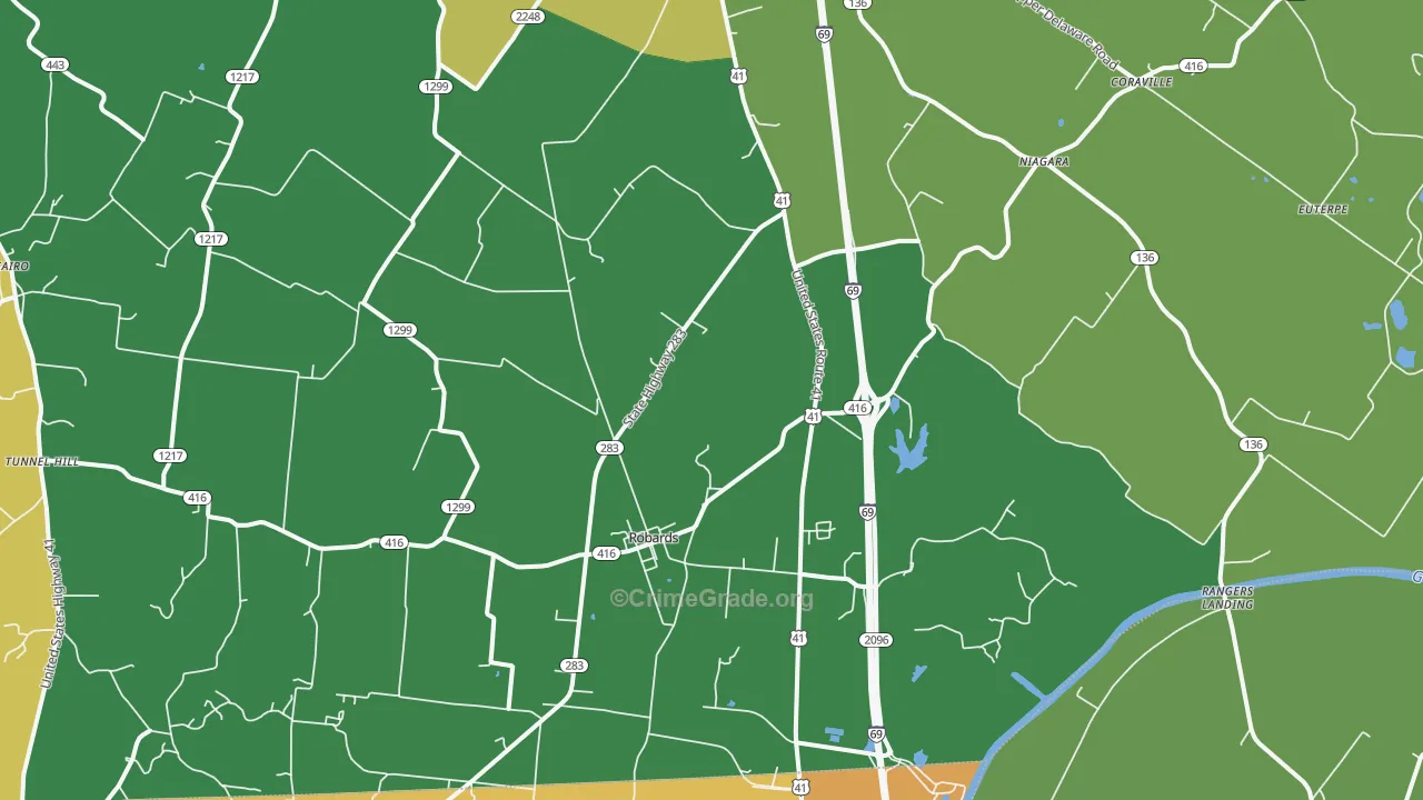 42452, KY Map of Theft Rates