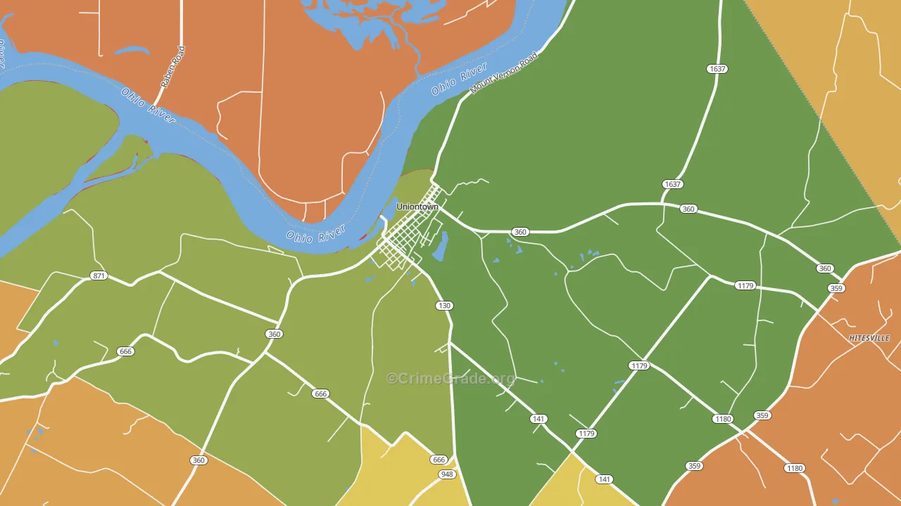 42461, KY Map of Theft Rates