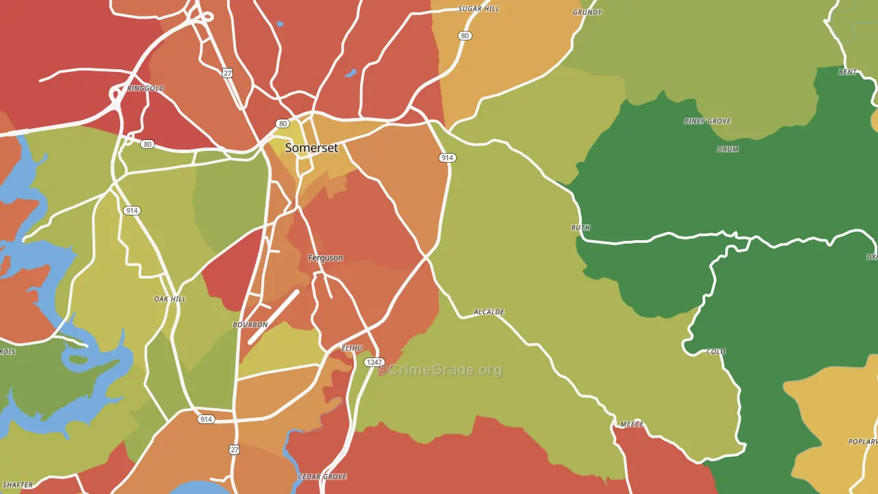 42501, KY Map of Theft Rates