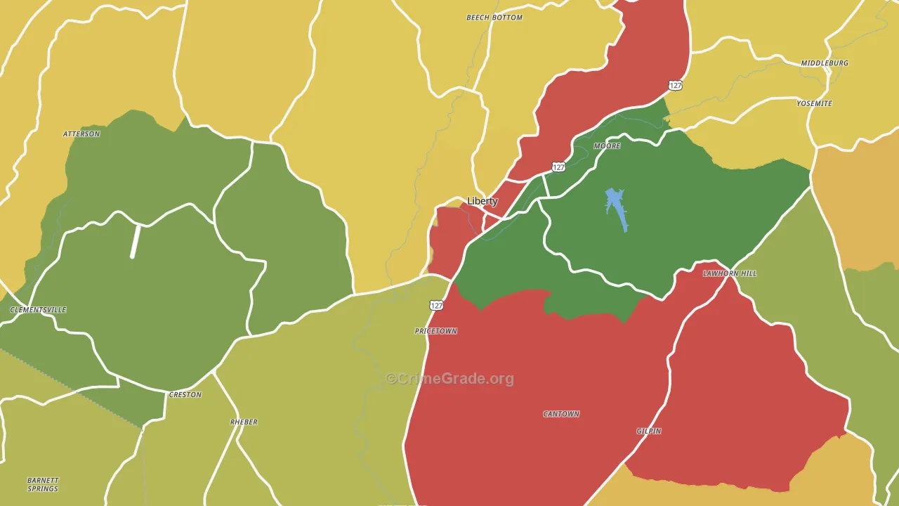 42539, KY Map of Theft Rates