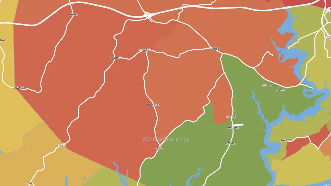 42544, KY Map of Theft Rates
