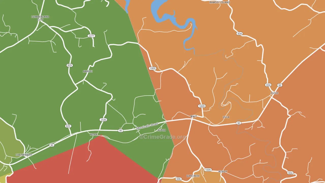 42603, KY Map of Theft Rates