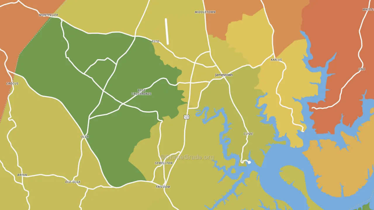 42629, KY Map of Theft Rates