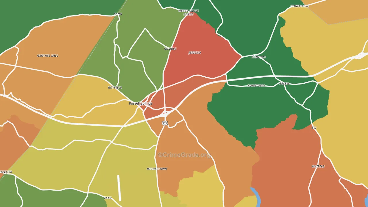 42642, KY Map of Theft Rates