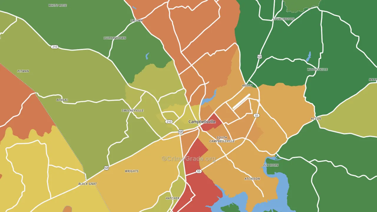 42718, KY Map of Theft Rates