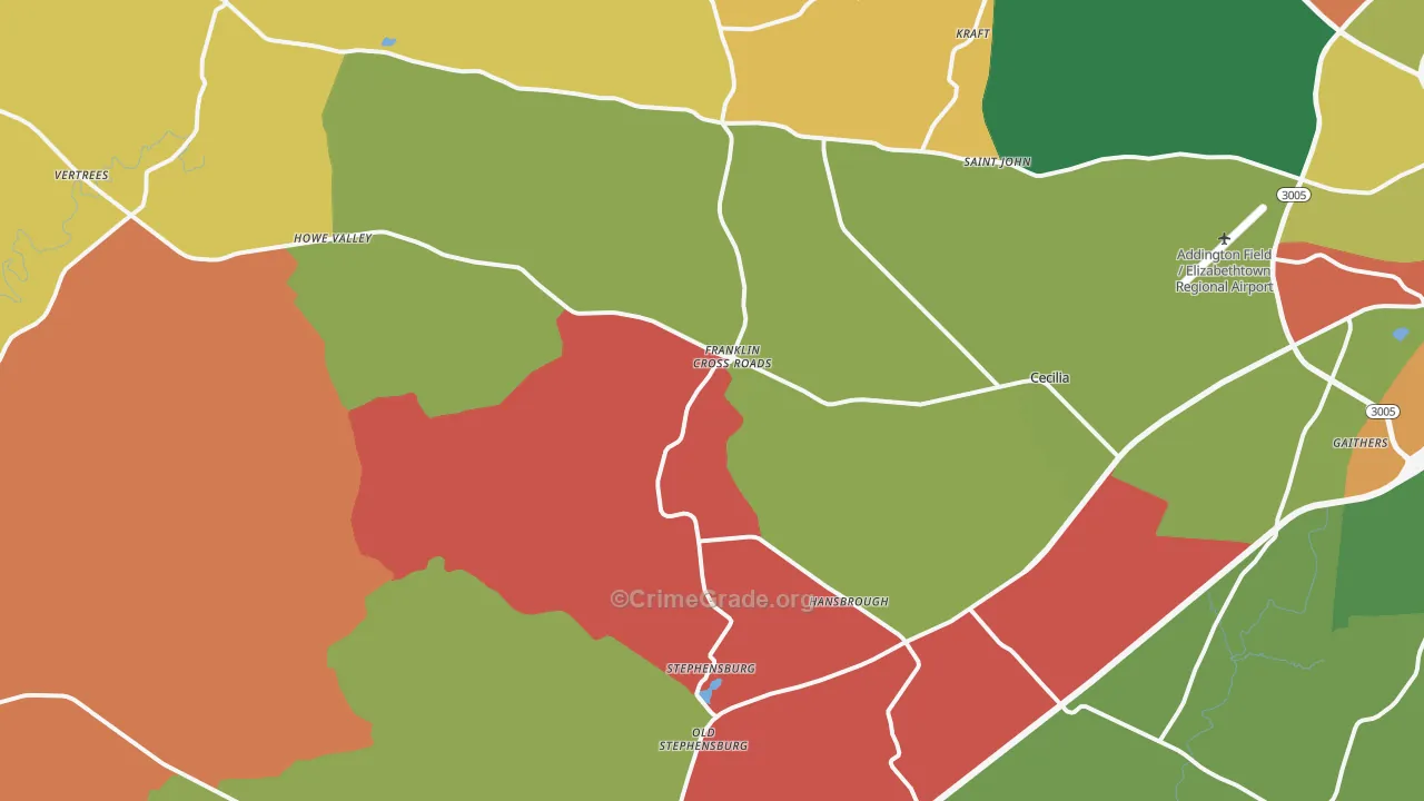 42724, KY Map of Theft Rates