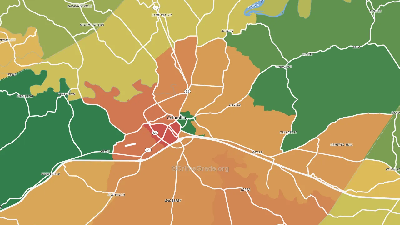 42728, KY Map of Theft Rates
