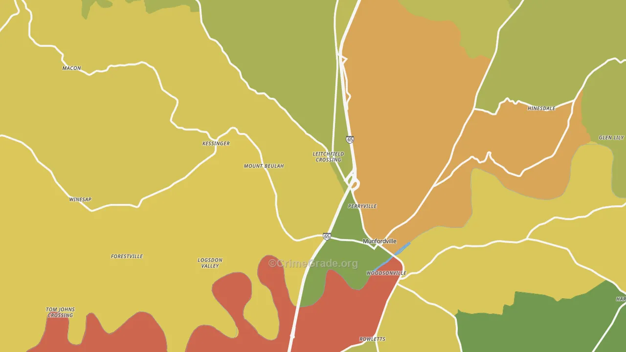 42765, KY Map of Theft Rates