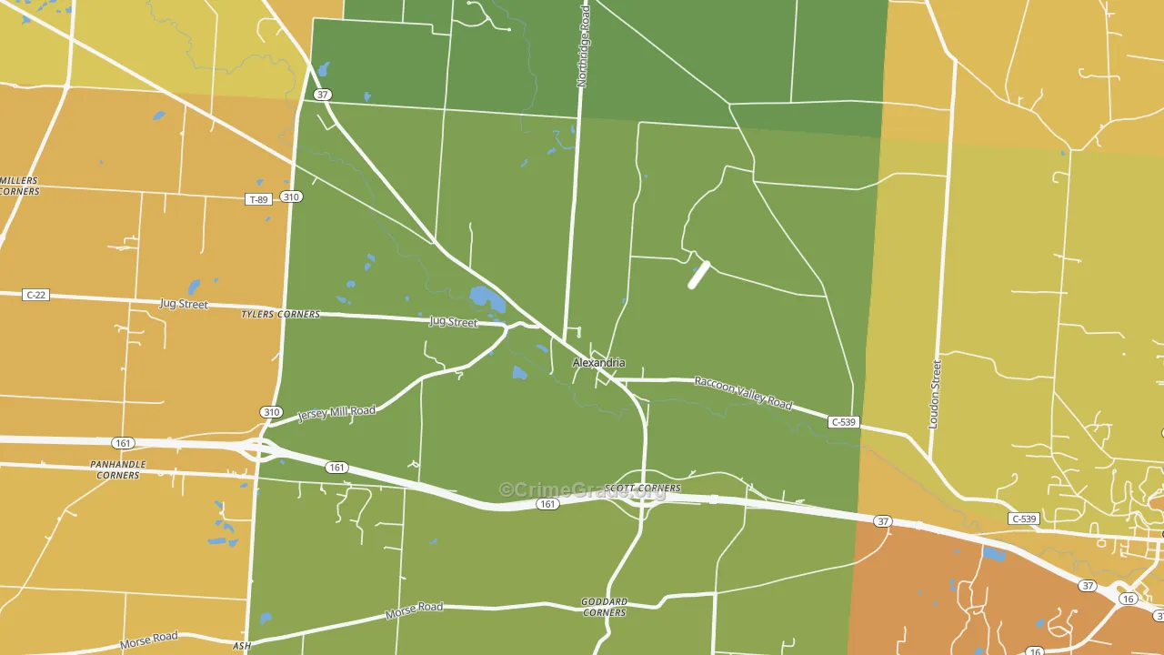 43001, OH Map of Theft Rates