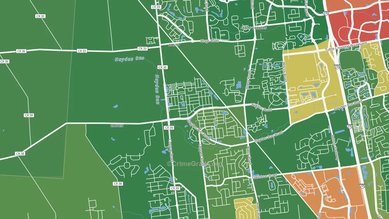 43002, OH Map of Theft Rates