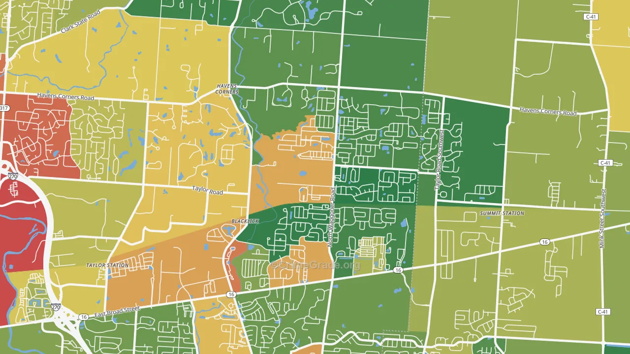 43004, OH Map of Theft Rates