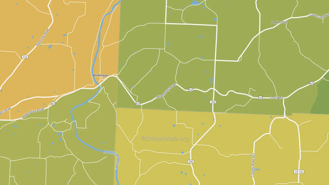 43006, OH Map of Theft Rates