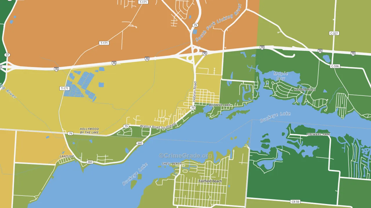 43008, OH Map of Theft Rates