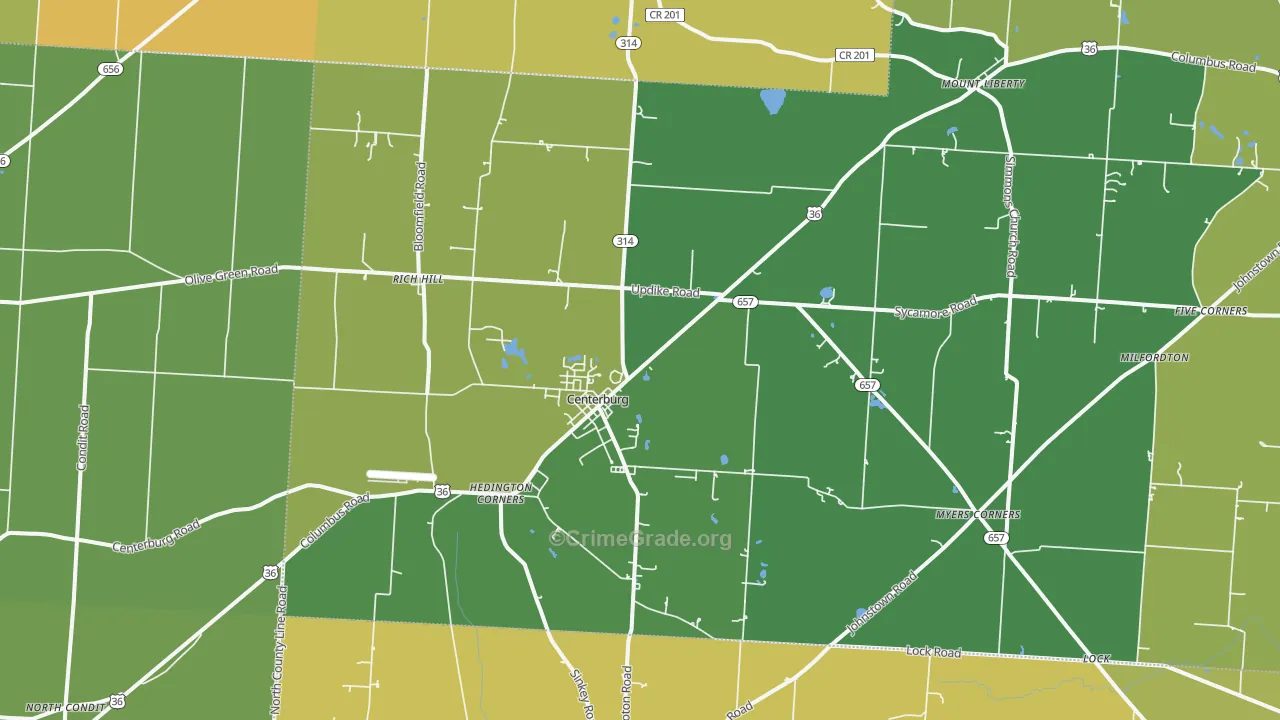 43011, OH Map of Theft Rates