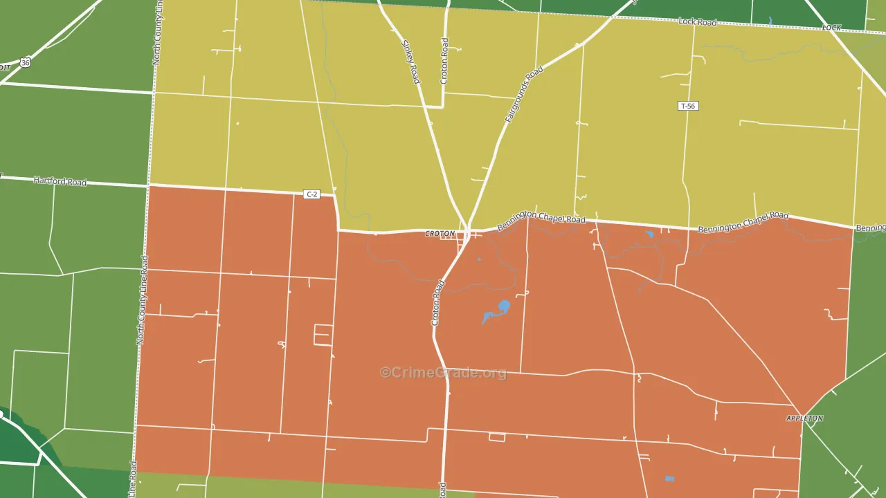 43013, OH Map of Theft Rates