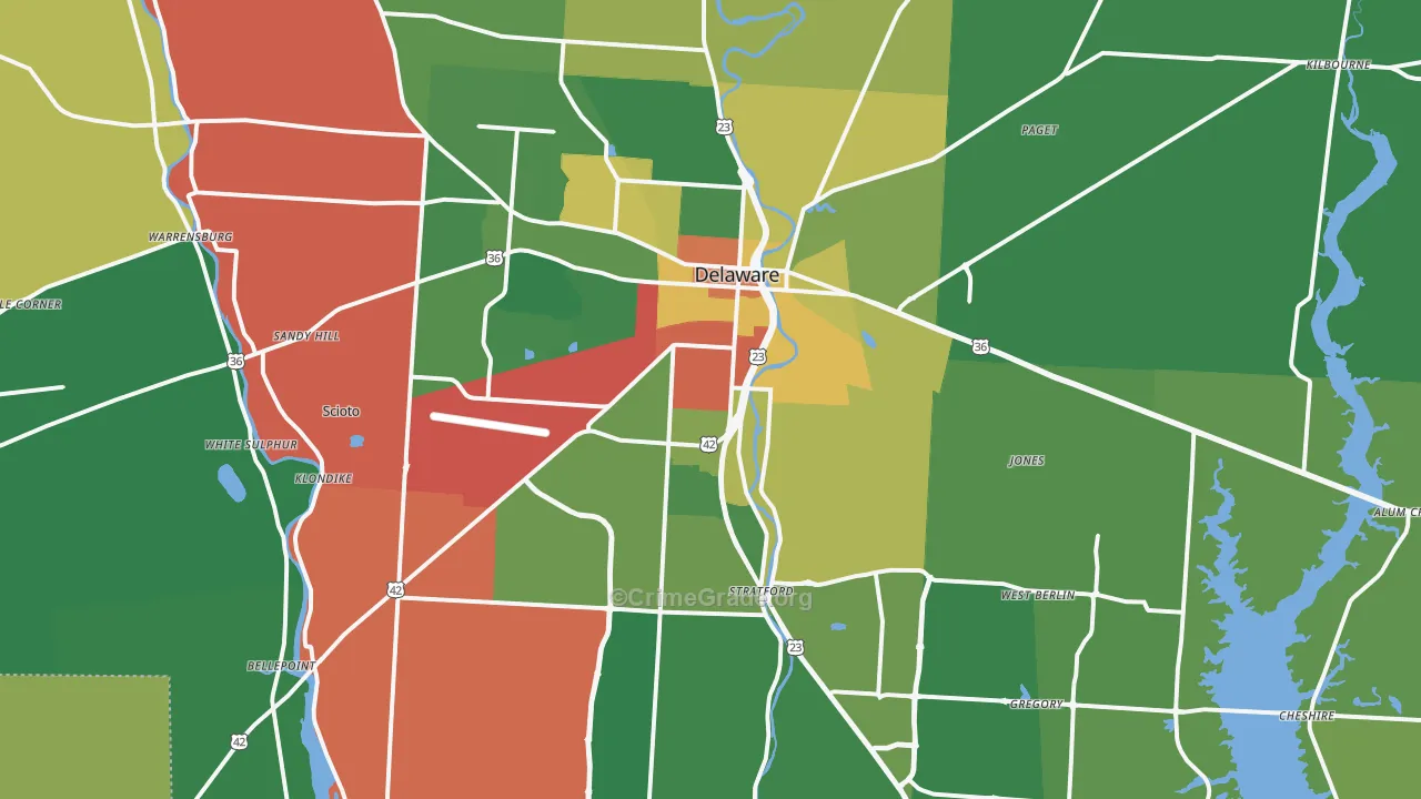 43015, OH Map of Theft Rates
