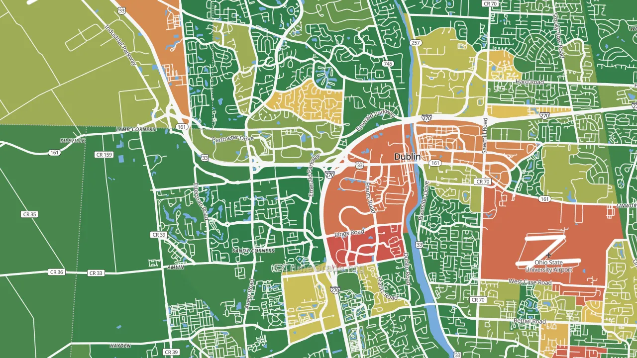 43016, OH Map of Theft Rates
