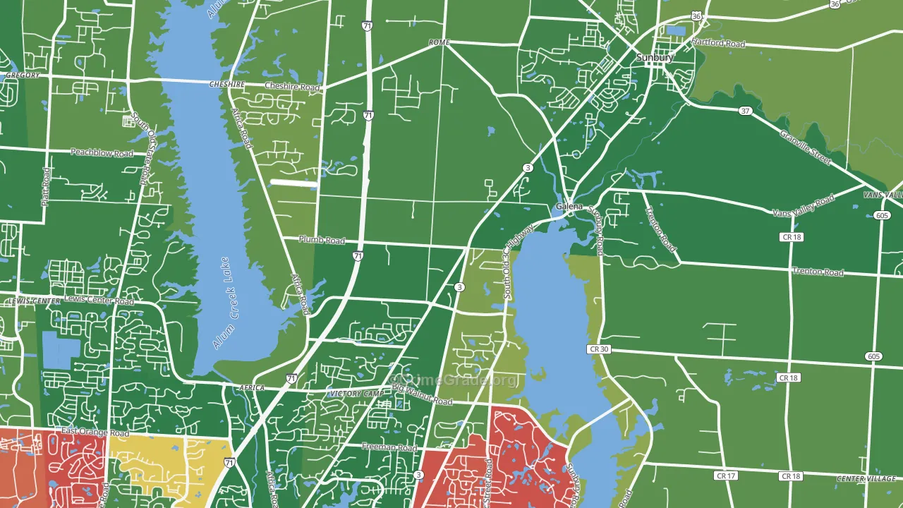 43021, OH Map of Theft Rates