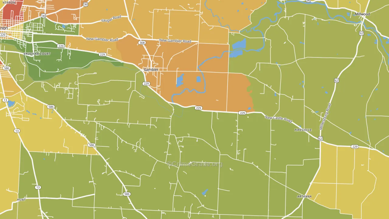 43022, OH Map of Theft Rates
