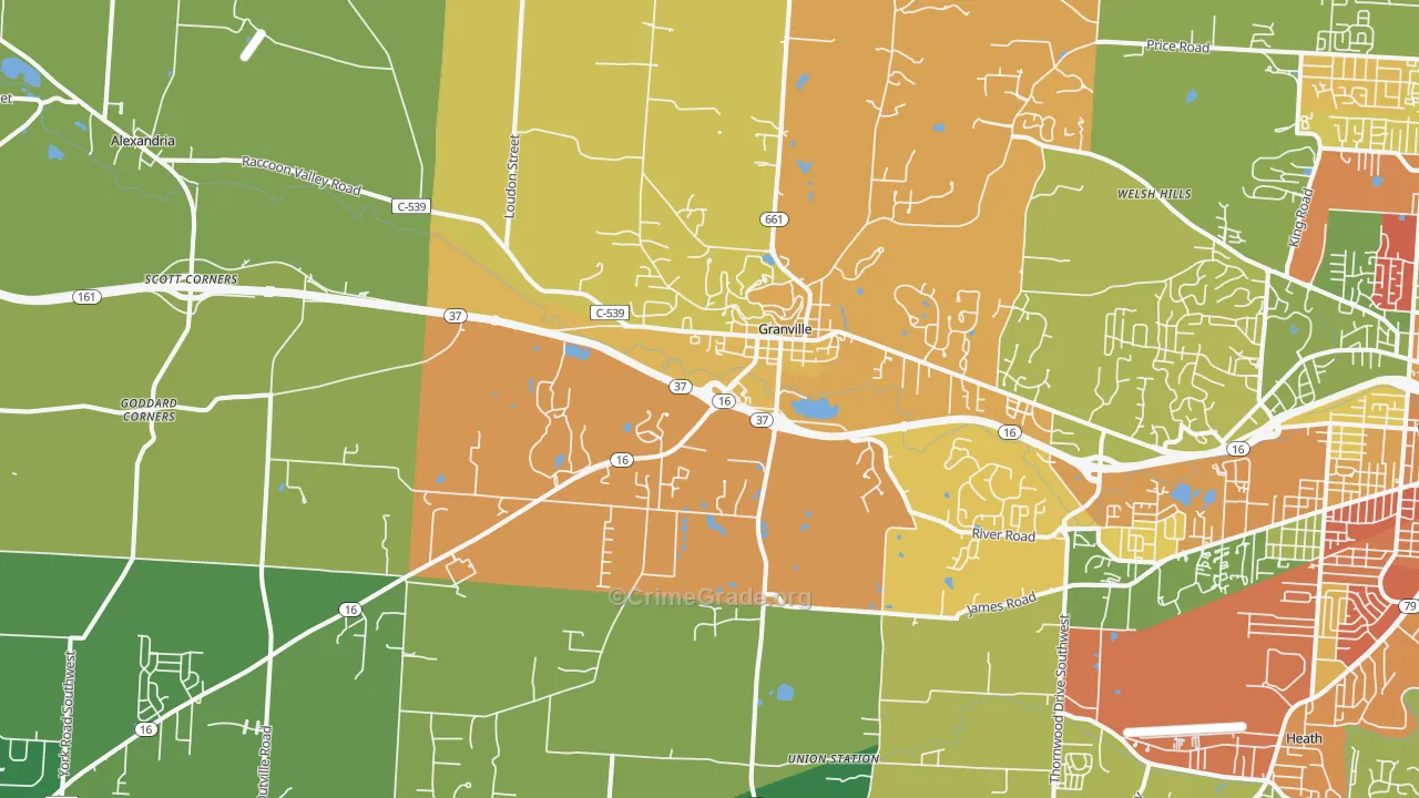 43023, OH Map of Theft Rates