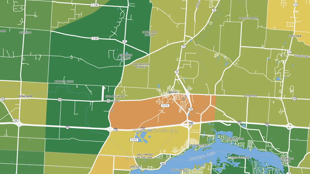 43025, OH Map of Theft Rates