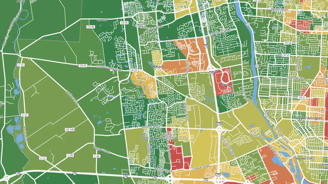 43026, OH Map of Theft Rates