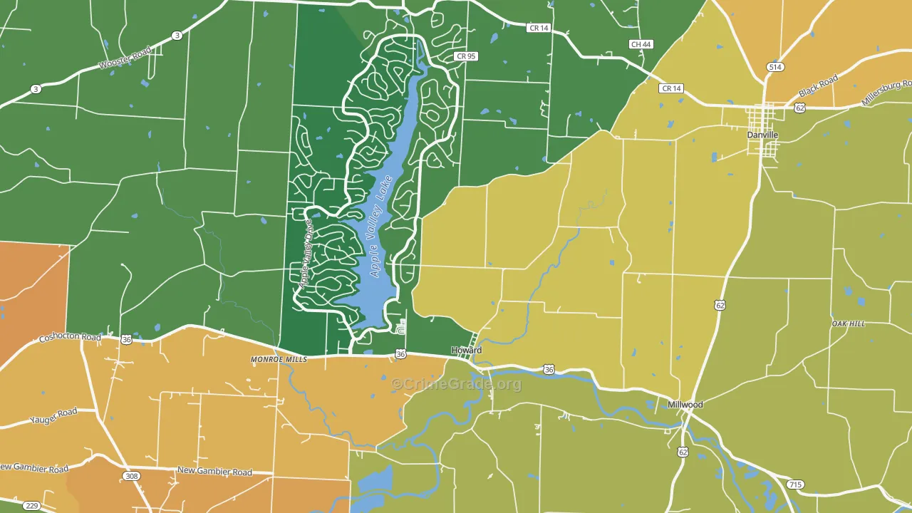 43028, OH Map of Theft Rates