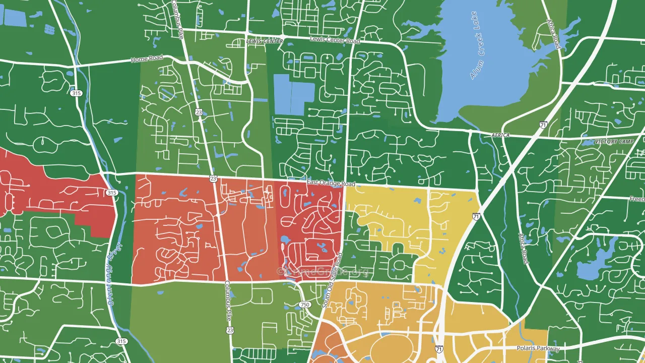 43035, OH Map of Theft Rates