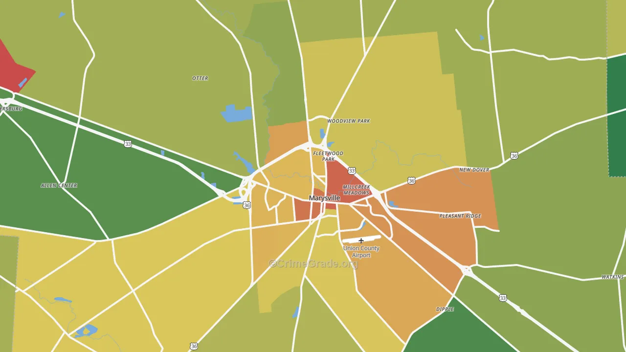 43040, OH Map of Theft Rates
