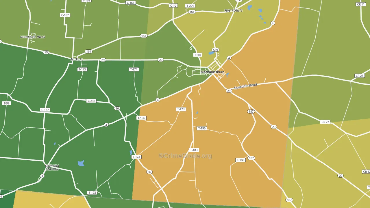 43044, OH Map of Theft Rates