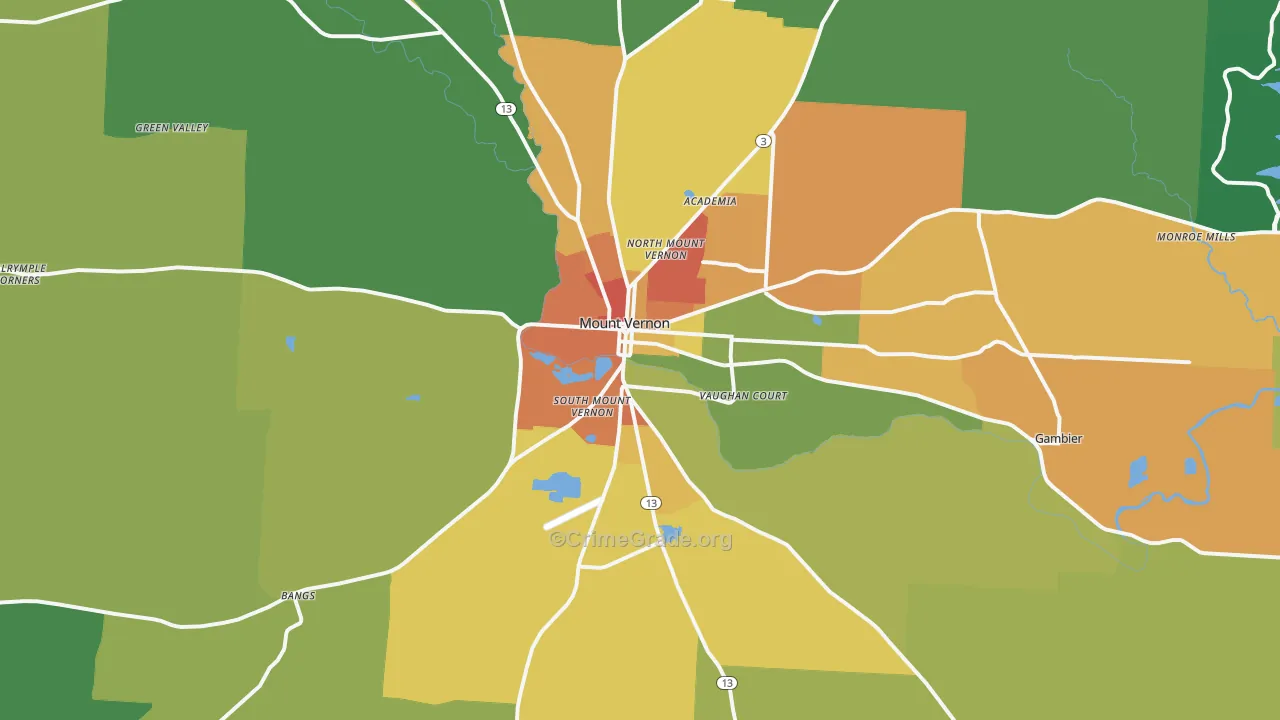 43050, OH Map of Theft Rates