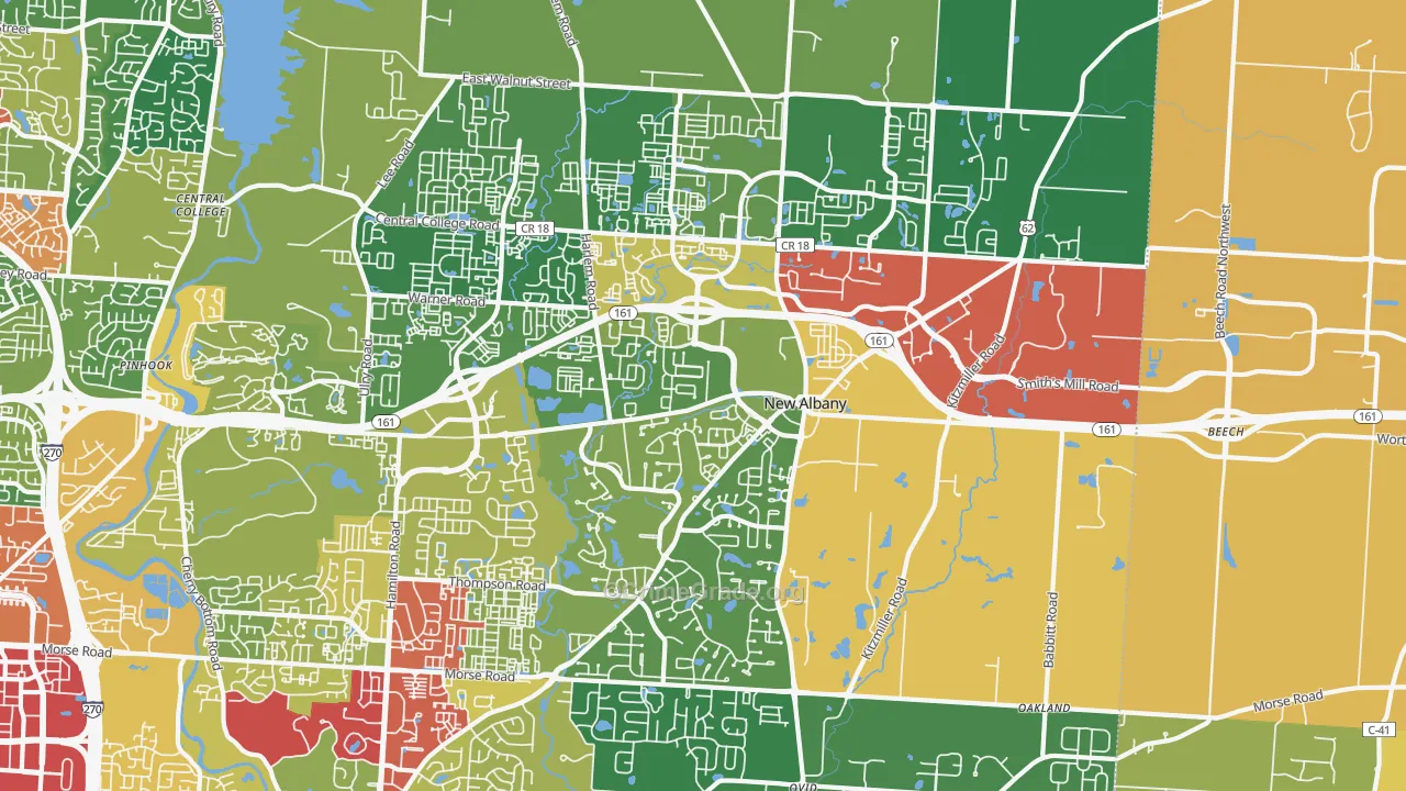 43054, OH Map of Theft Rates