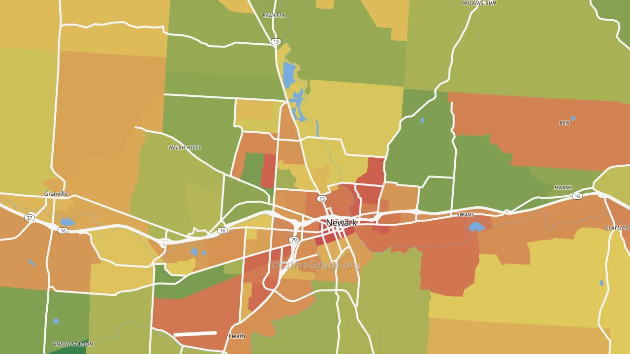 43055, OH Map of Theft Rates