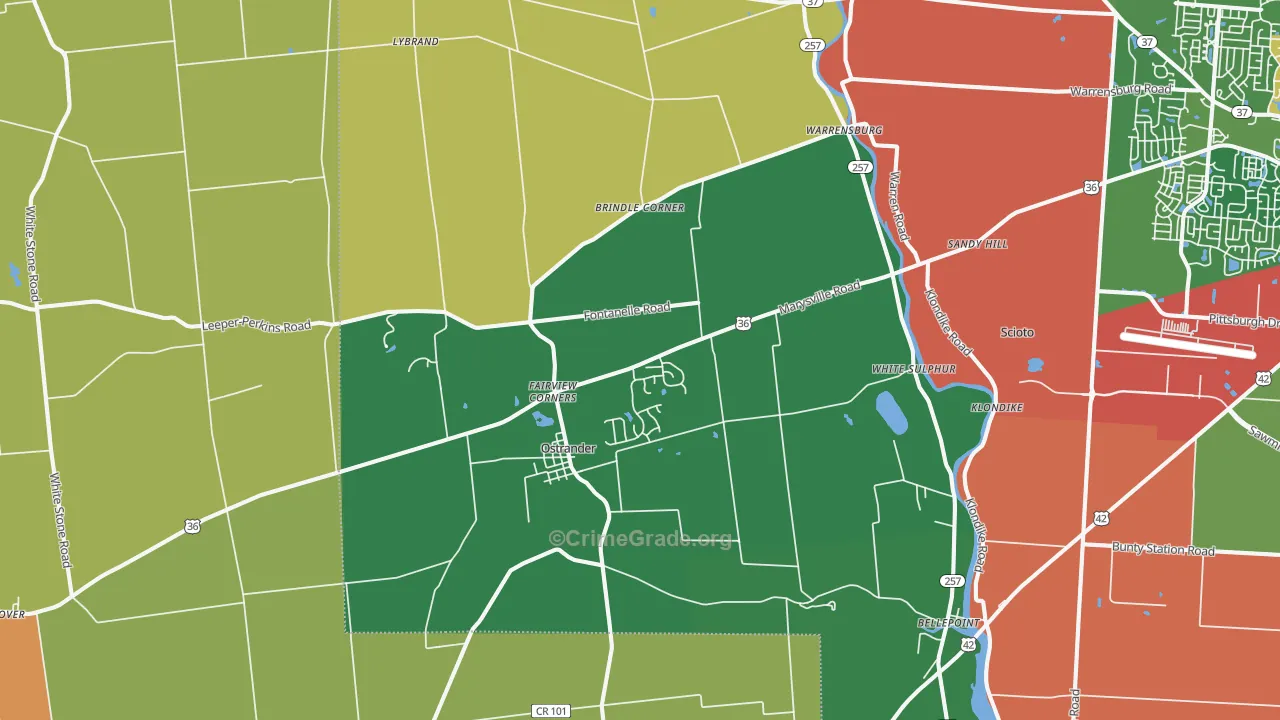 43061, OH Map of Theft Rates