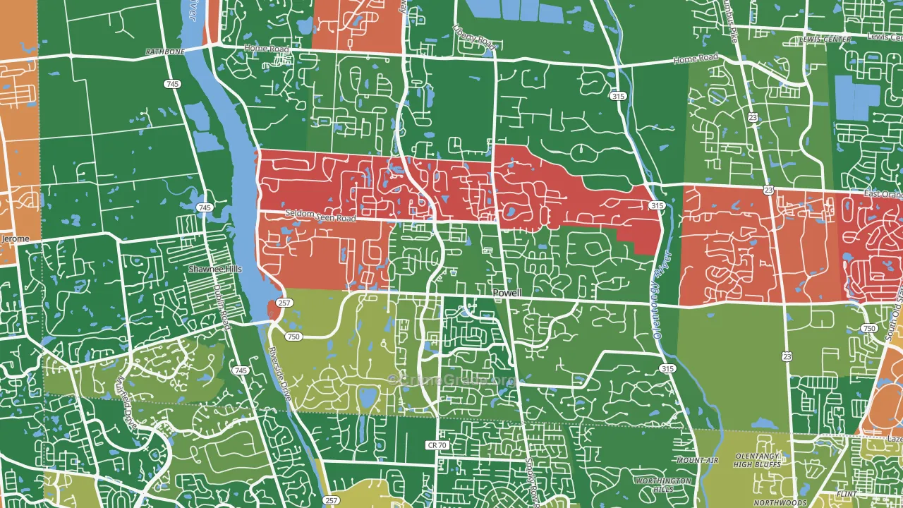43065, OH Map of Theft Rates