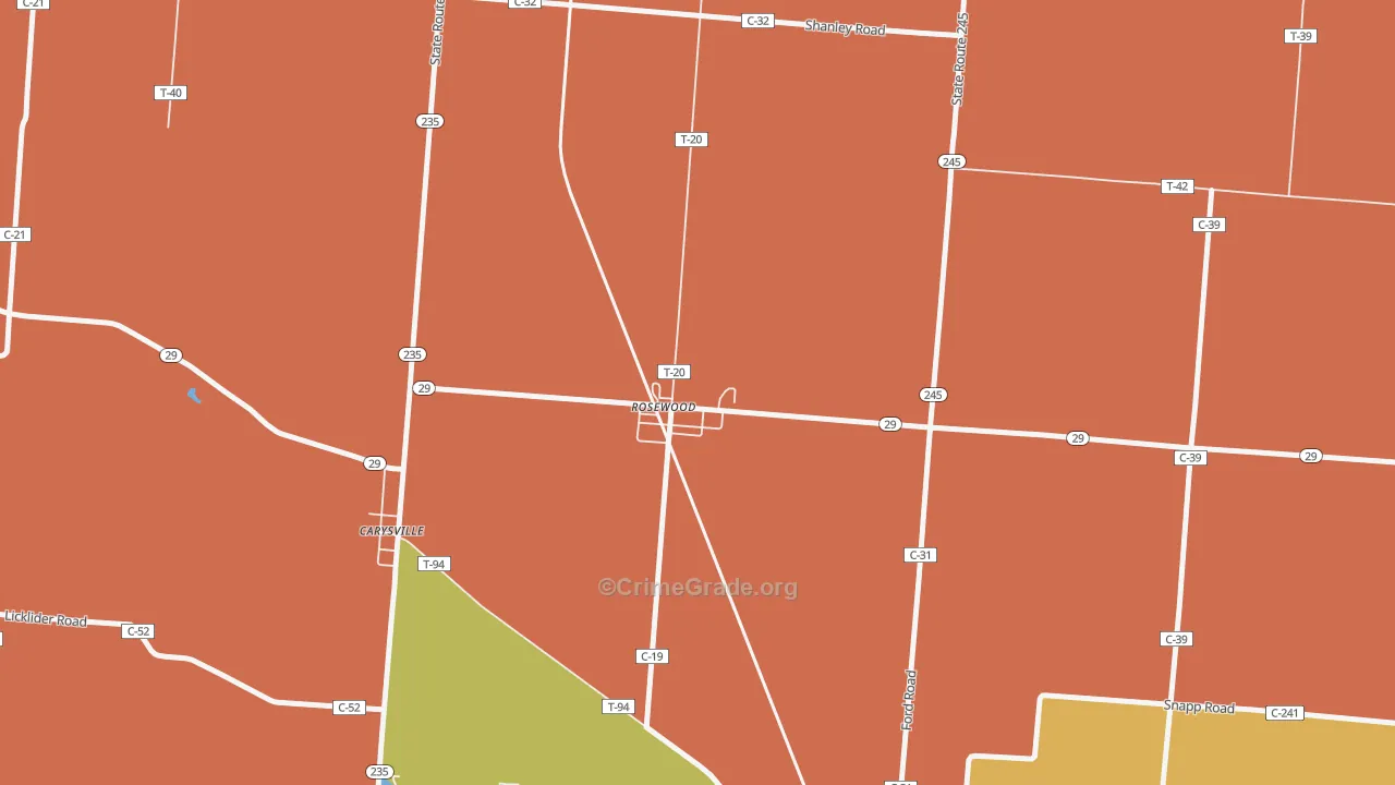 43070, OH Map of Theft Rates