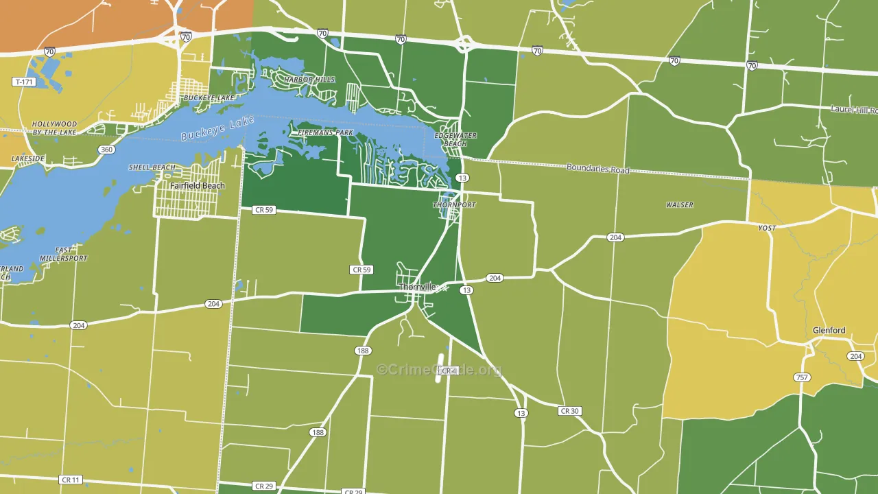 43076, OH Map of Theft Rates